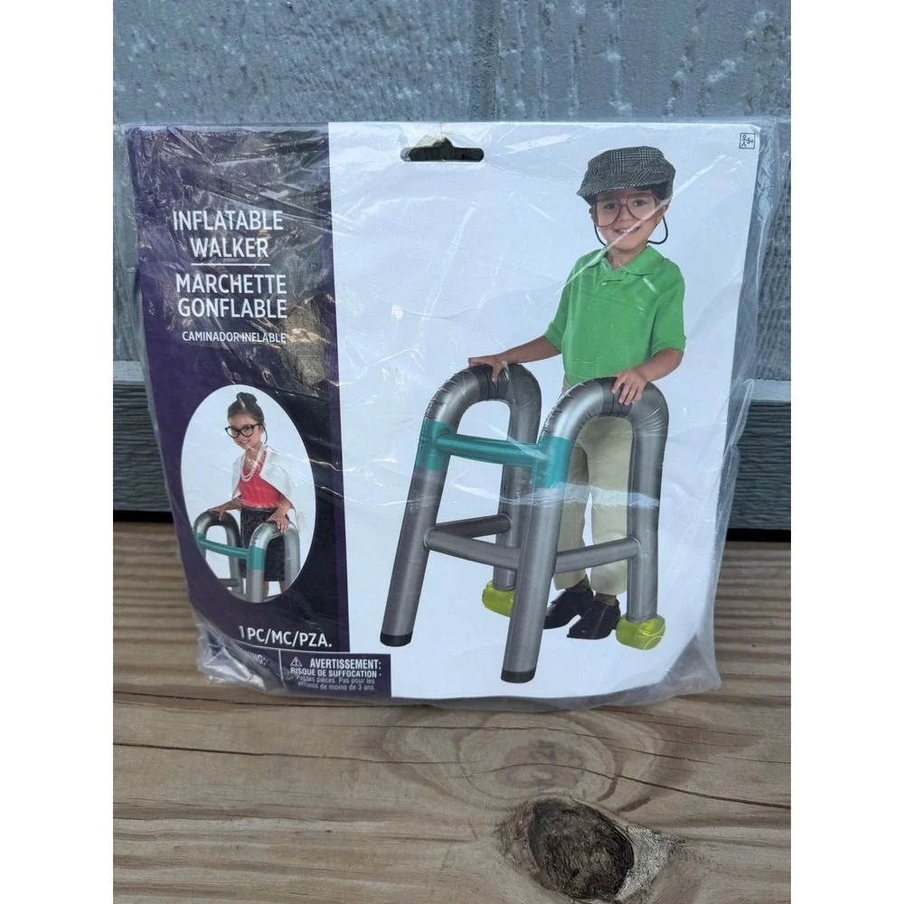 Inflatable Walker Costume Accessory Silver Old Person Prop 100th Day School Kid